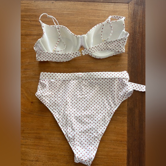 WeWoreWhat bikini white red dots size L - Picture 4 of 7